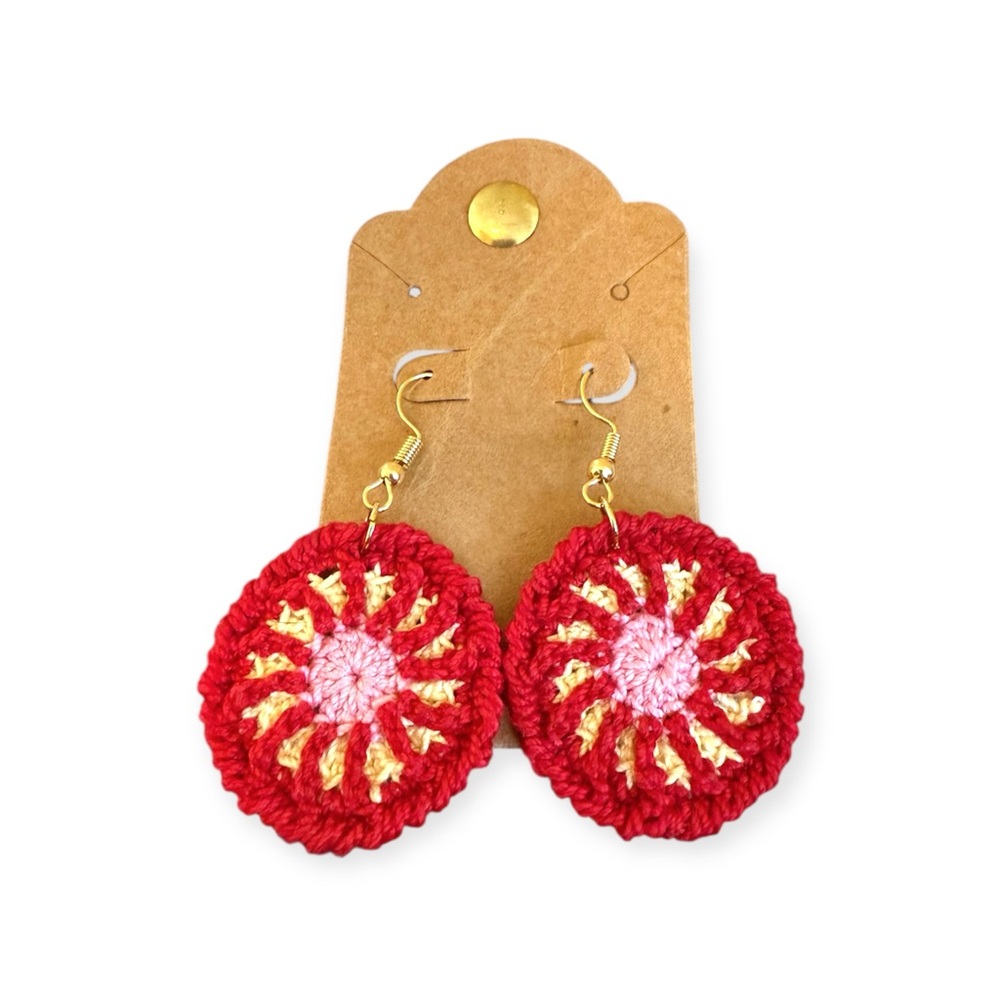 Hand Crafted Vibrant Red and Pink Earrings
